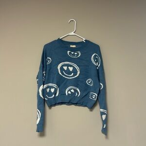 Blue Smiley Sweater Size M